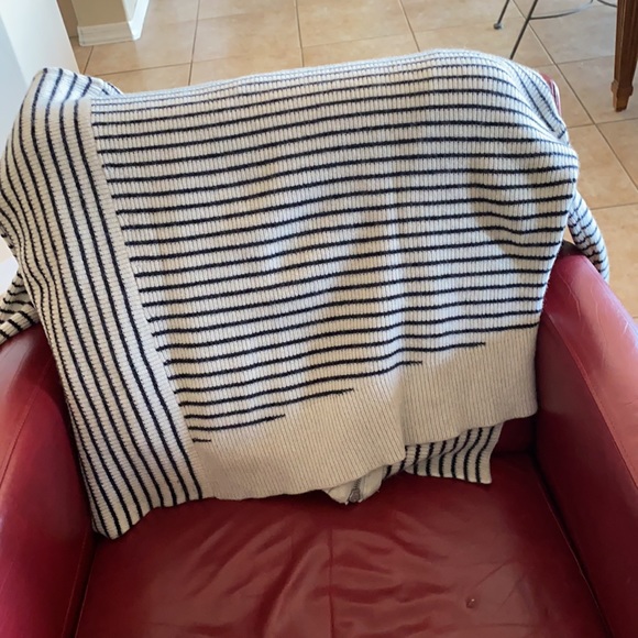 ALLSAINTS STRIPED WOOL BLEND V-NECK SWEATER SZ L - Picture 8 of 13